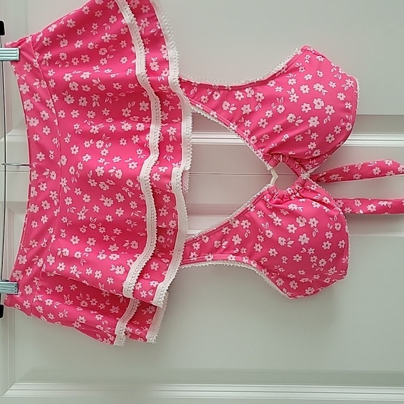 Pink and White Floral Bikini Size XL - Picture 1 of 15